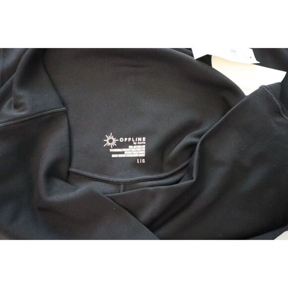 aerie Offline Women's Sz L-Short Black Real Me High Rise Crossover 7/8 Leggings - Picture 6 of 7